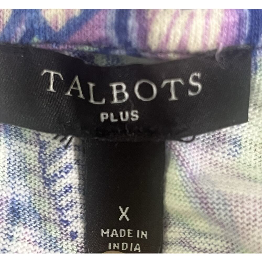 Talbots Plus Midi Dress Size X Nantucket Slub Side Tie Navy Floral 100% Cotton - Picture 8 of 13